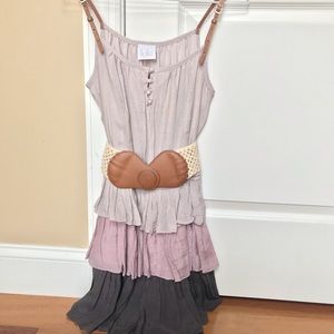 Lola blush colored ruffled dress leather straps